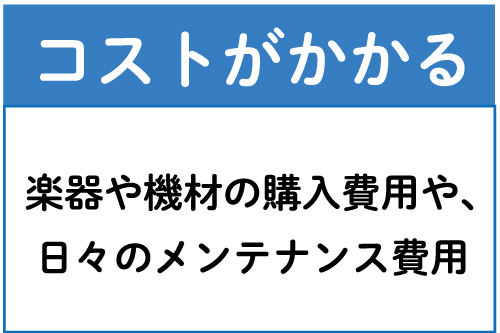 コストがかかる　機材メンテナンス費用が必要